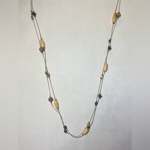 Beige Beaded Loop Necklace